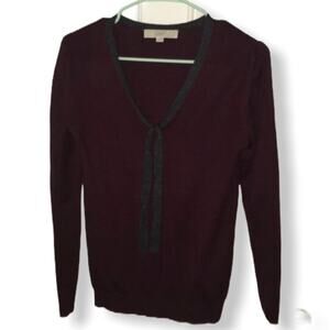 Loft light merlot sweater with accent ties XS